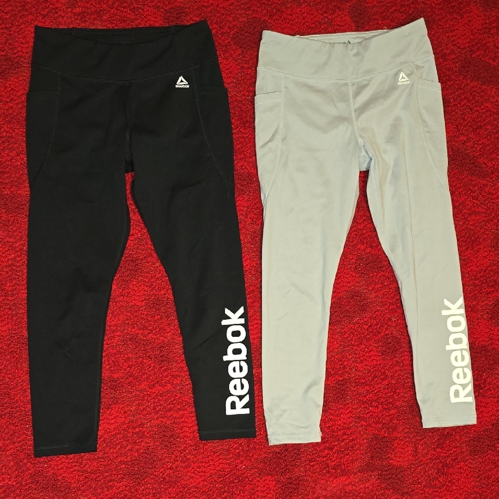 Reebok Black Leggings with Elastic Waistband and Logo